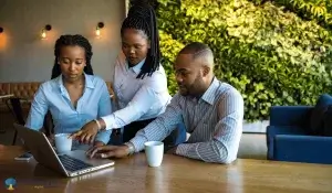 Team of young digital marketers working