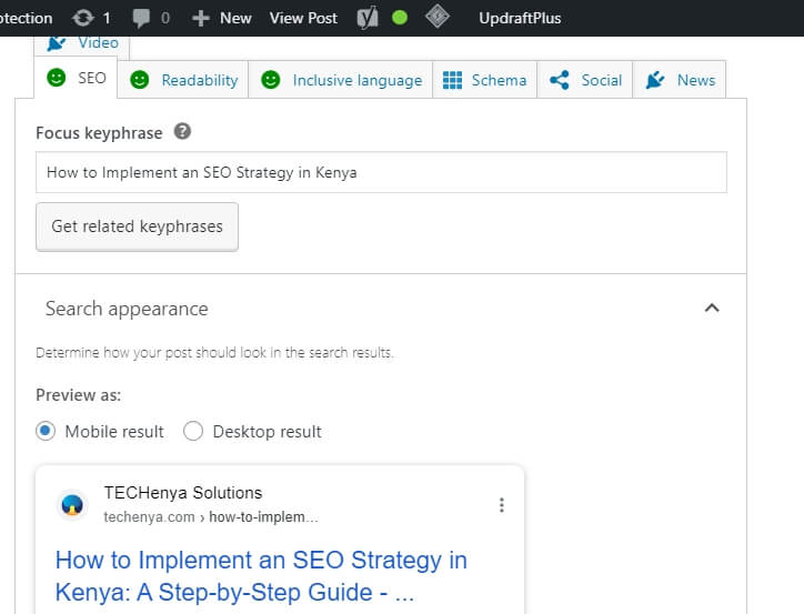 On-page analysis for video SEO to improve YouTube marketing Kenya results.