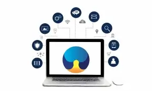 TECHenya Solutions Digital Marketiing Illustration with Logo at Center