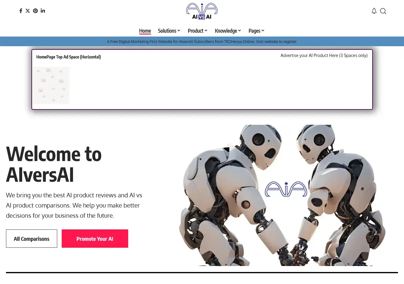 TECHenya - Our Work - AIversAI – The Best AI Tools Reviews and AI Product Comparison Website in the US. Make Better AI Technology Decisions for your Business